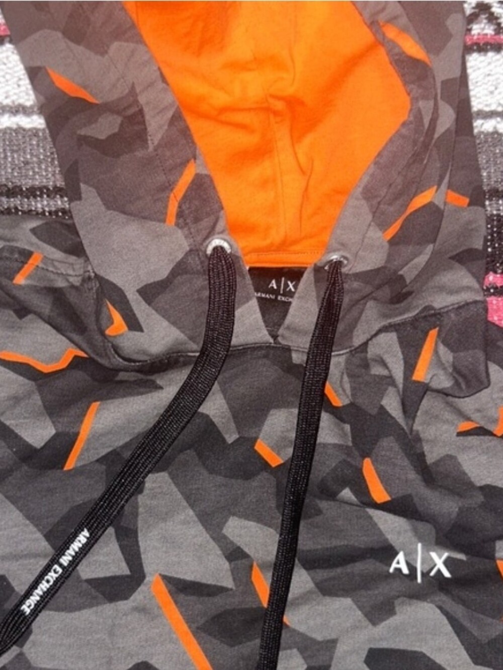 A/X Armani Exchange Gray and Orange Camouflage Sweater ( Cut Small ) Large